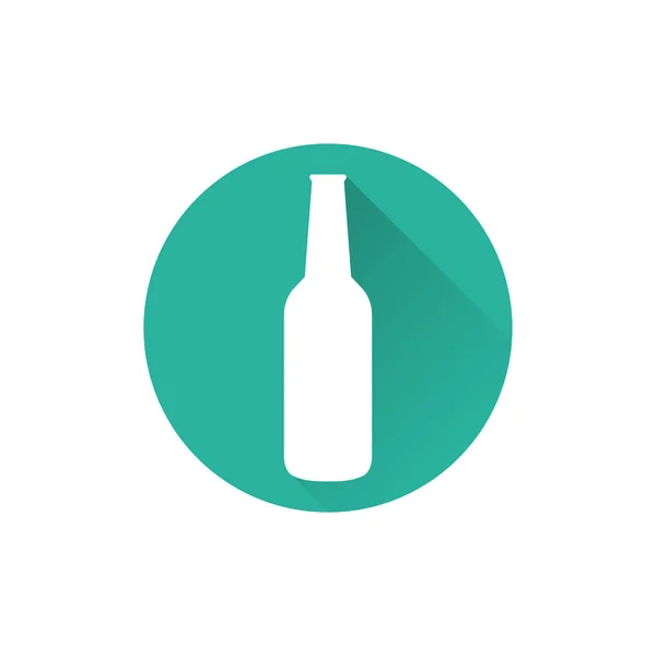 Szklana butelka ikona z cieniem w płaskim — Wektor stockowy