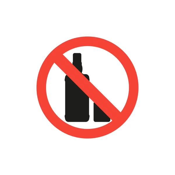 Alcohol, bottle of alcoholic drink and sign ban — Stock Vector