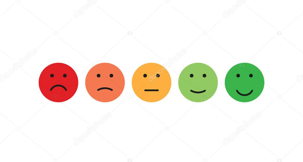emotions rating different colors in flat style