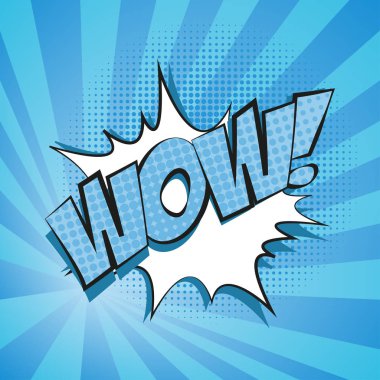 pop-art tarzı nda kabarcık ve nscription wow