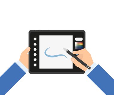 elinde kalem ile tasarımcı grafik tablet