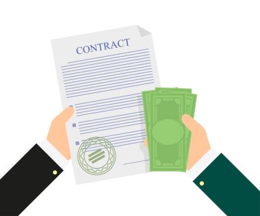 contract in hands of money of an agreement clipart