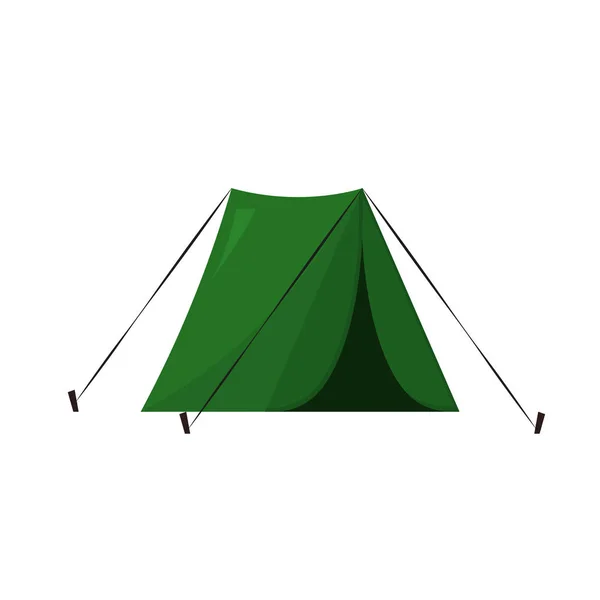 Tente de camping verte dans un style plat — Image vectorielle