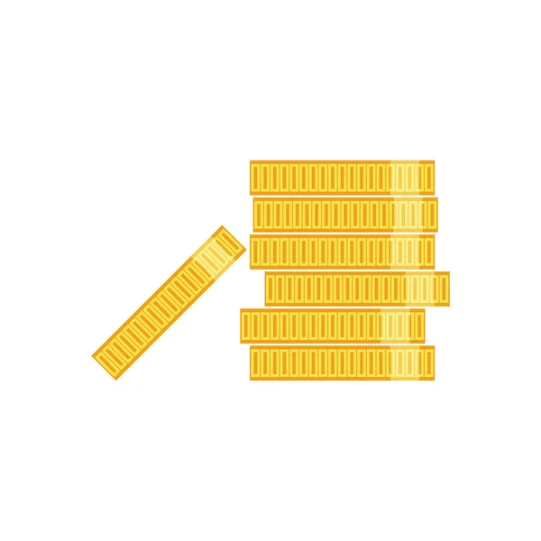 Pilha de moedas em plano sobre fundo branco — Vetor de Stock