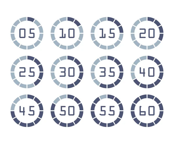 Dial timer och stoppur inställd i en platt — Stock vektor