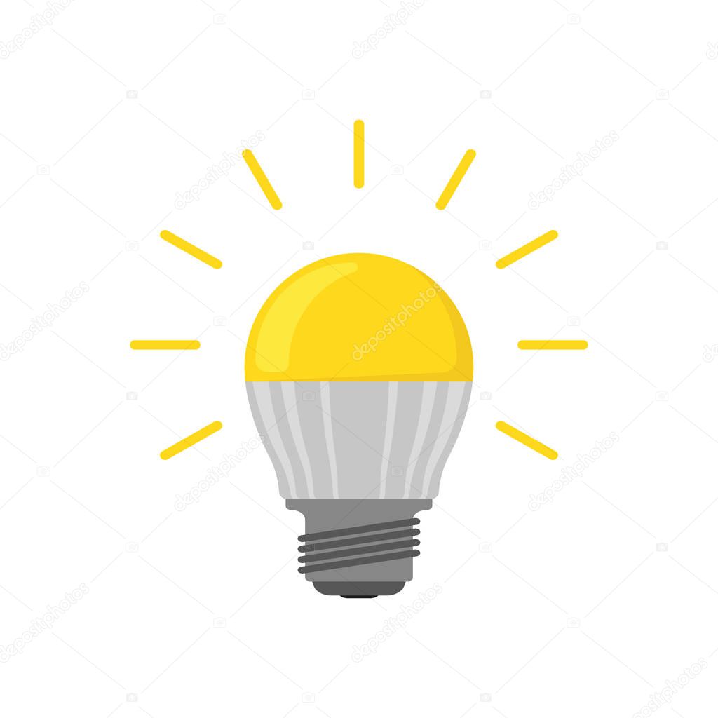 eco friendly glowing LED bulb in flat
