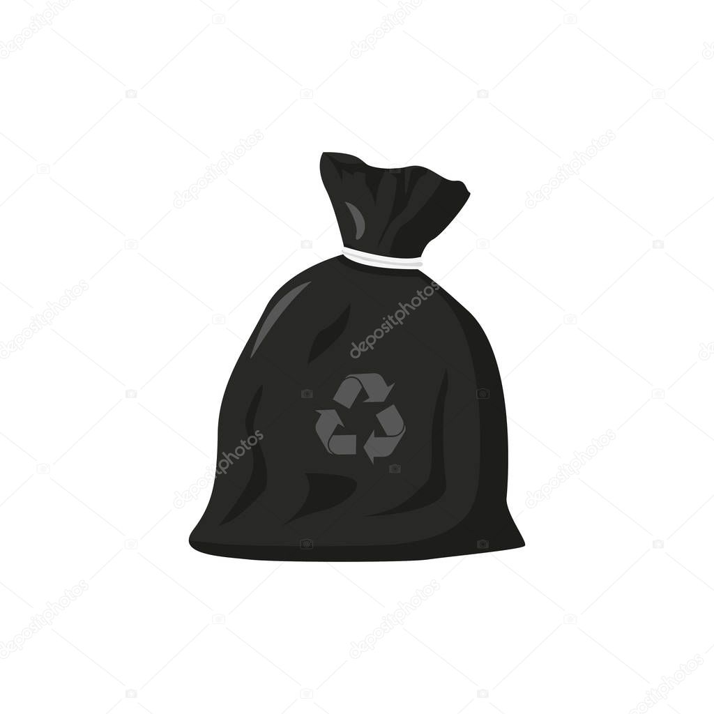 Eco friendly trash bag in flat style, vector