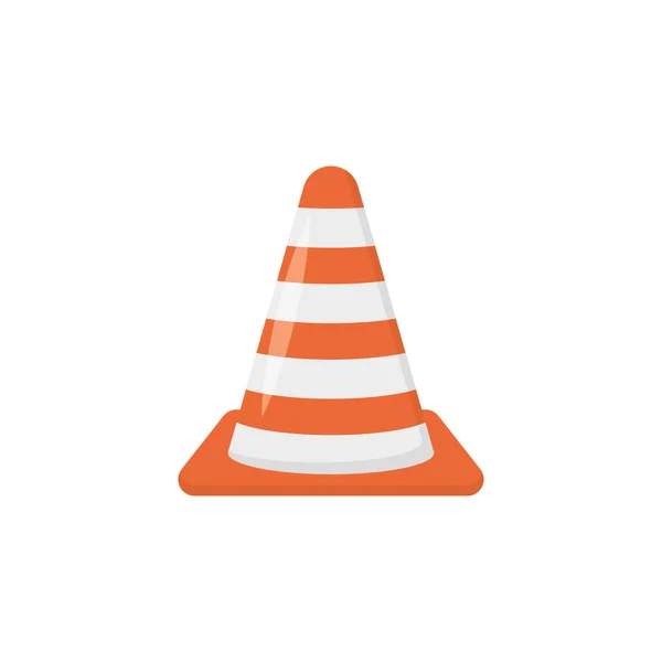 Orange road cone in flat style, vector — Stock Vector