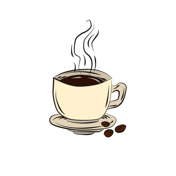 Dessin à la main café sur fond blanc, vecteur — Image vectorielle