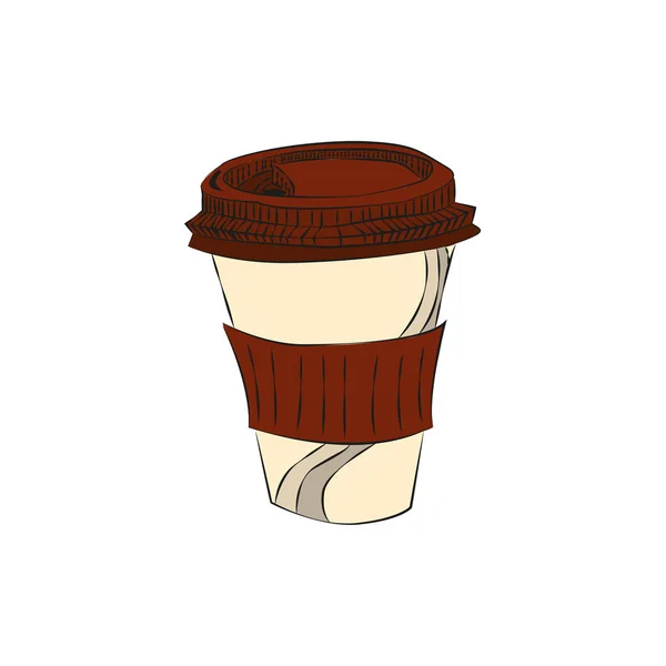 Tasse en papier de café dessin à main levée, vecteur — Image vectorielle