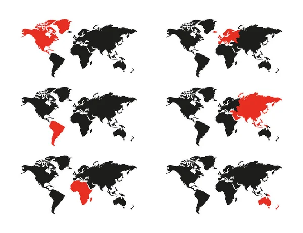 Набор Векторов Континентов Карты Мира Белом Фоне — стоковый вектор