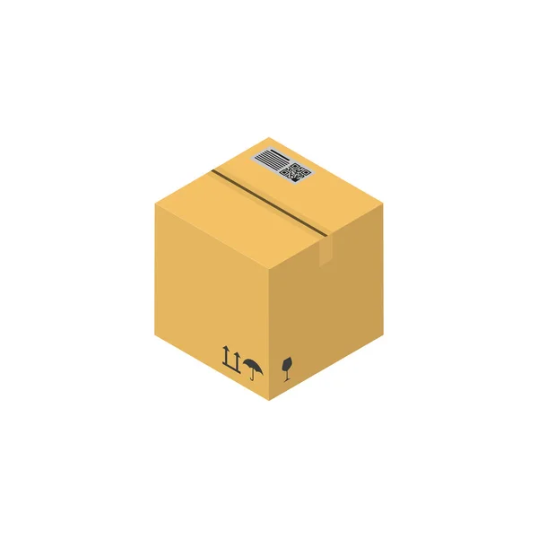 Caja del paquete en estilo plano isométrico, vector — Archivo Imágenes Vectoriales