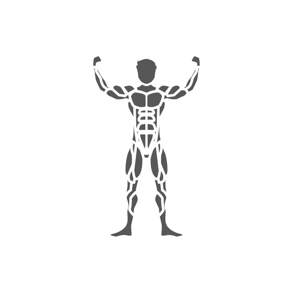 Černá ikona svalového muže na bílém — Stockový vektor