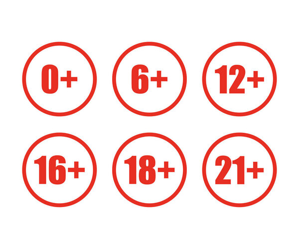 red icon age limit in flat style