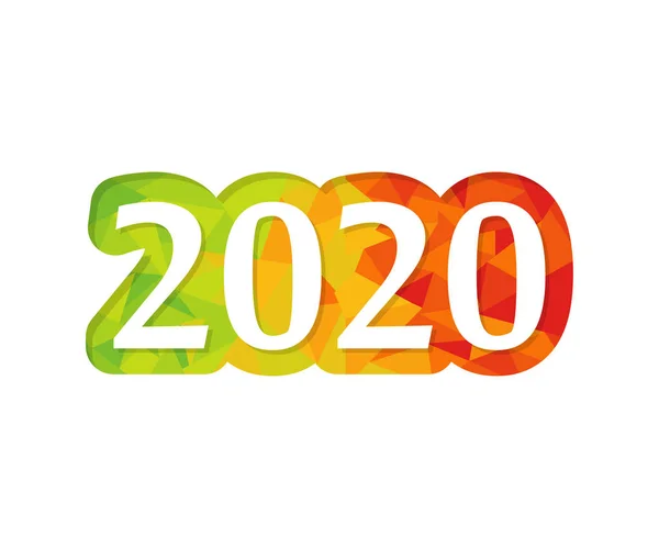 2020 auf dem Hintergrund von Dreiecken, flach mit Schatten — Stockvektor