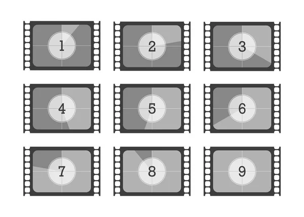 Set numbers Contagem regressiva filme em estilo plano — Vetor de Stock
