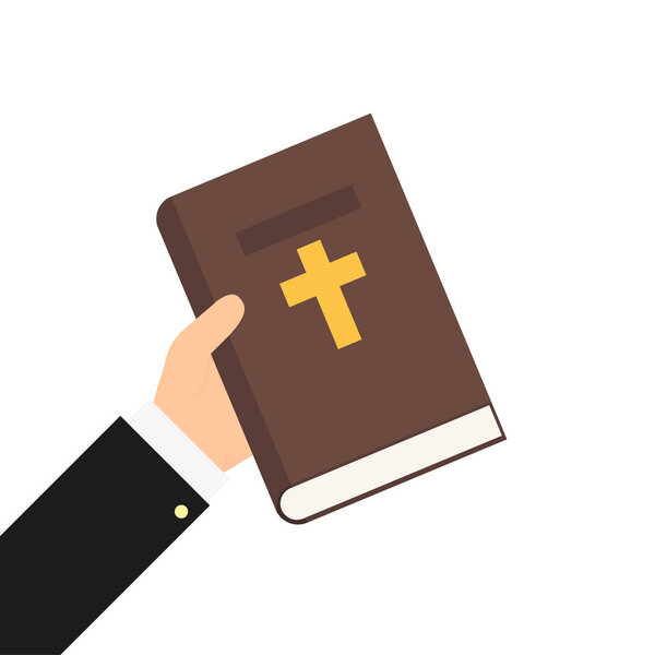 bible book in hand in flat style