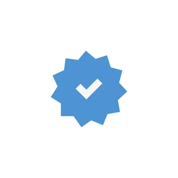 Icon-Check auf blauem Hintergrund, flache Bildmarke — Stockvektor