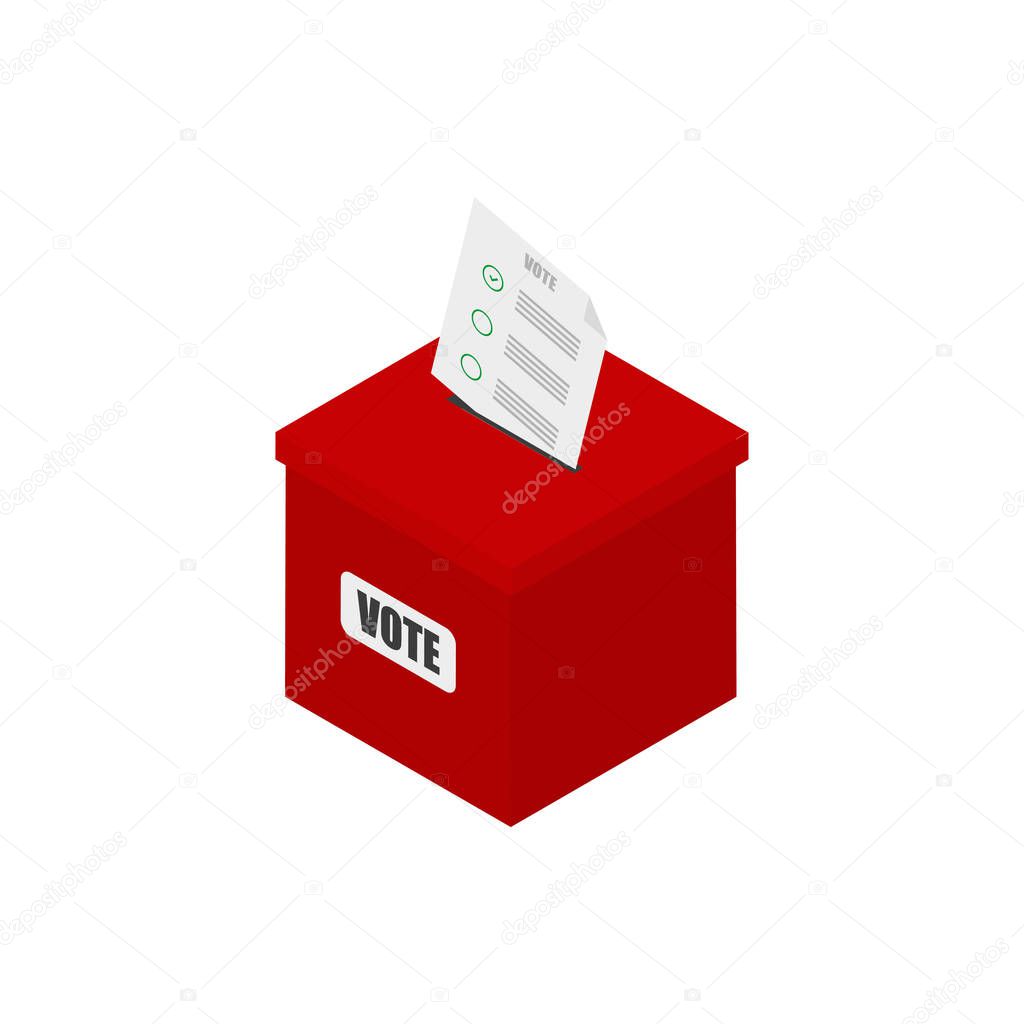 voting box and banner in flat isometric
