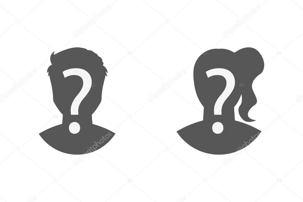 silhouettes of man and woman question mark