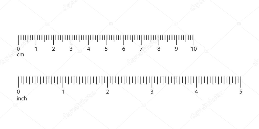 scale ruler centimeter and inch on white background