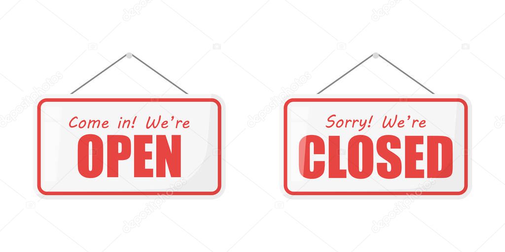 door signs open and closed in flat