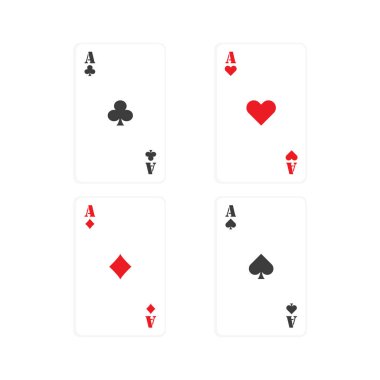 Düz stilde dört as poker kartı.