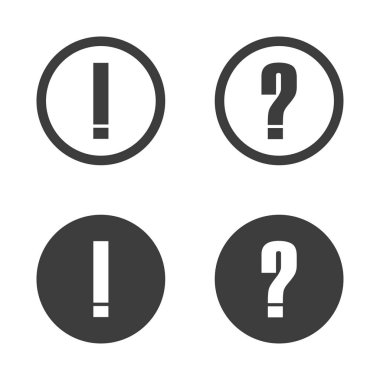 ünlem ve soru siyah ve beyaz simgesi