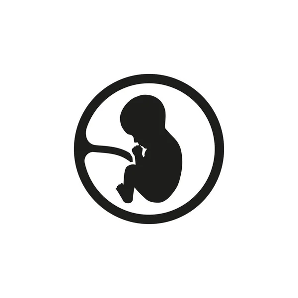 Baby fetus fekete ikon, vektor elszigetelt illusztráció — Stock Vector