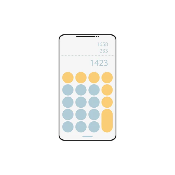 Telefon mit Taschenrechner-App, UI-Konzept im flachen Stil — Stockvektor