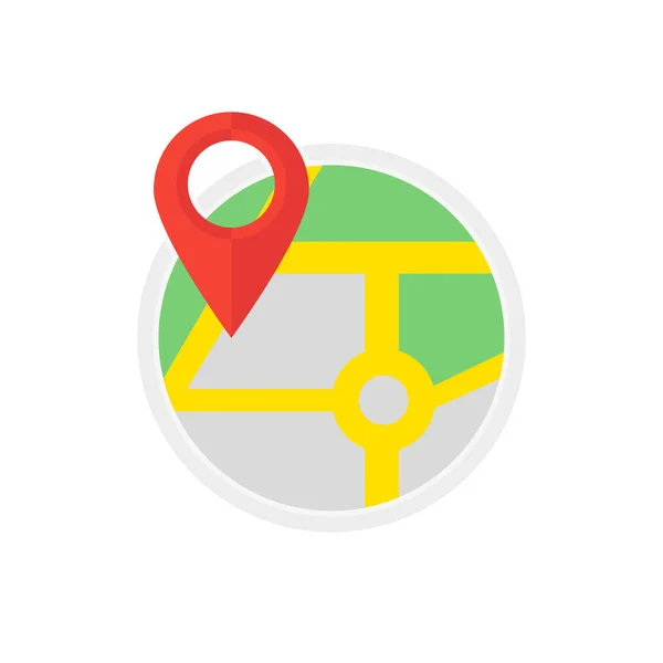 Localização e mapa ícone de cor de estilo plano, vetor —  Vetores de Stock