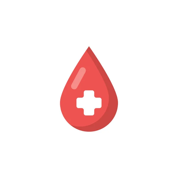 Gota de sangre roja plana sobre fondo blanco — Vector de stock