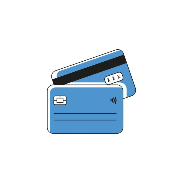 Icono de la tarjeta de crédito bancaria en plano, vector — Archivo Imágenes Vectoriales