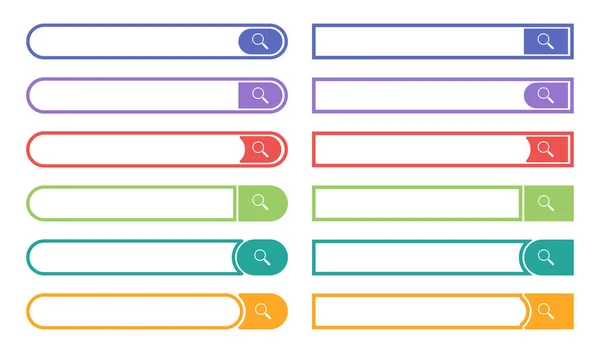 Conjunto de barras de pesquisa de cores em estilo plano — Vetor de Stock