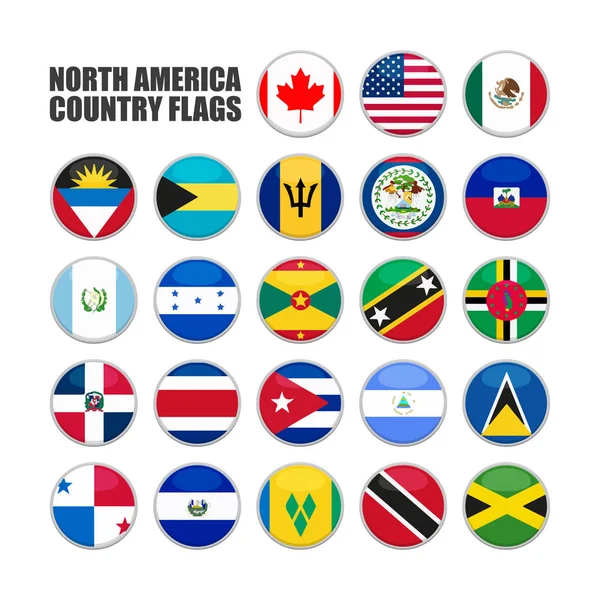 Web buttons with north americacountry flags in flat — Stock Vector