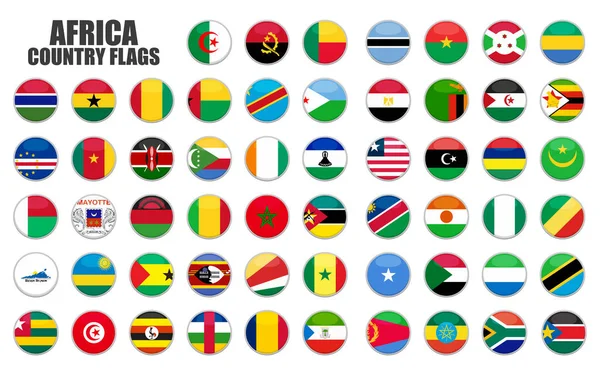Web κουμπιά με αφρικανικές σημαίες χώρα, επίπεδη — Διανυσματικό Αρχείο