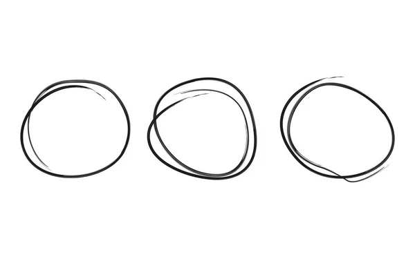 Set van grunge cirkel vrije hand, vector illustratie — Stockvector