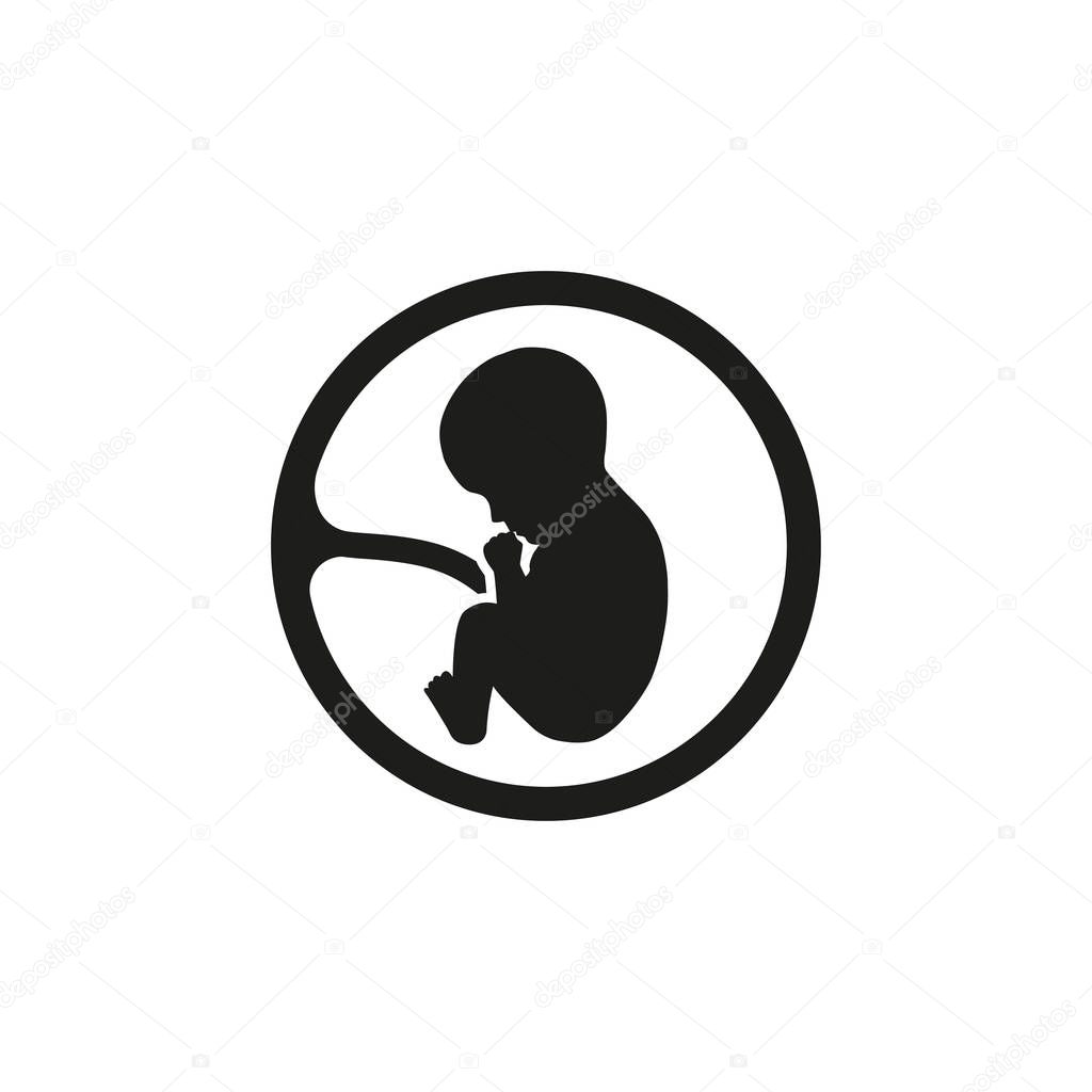 baby fetus black icon, vector isolated illustration