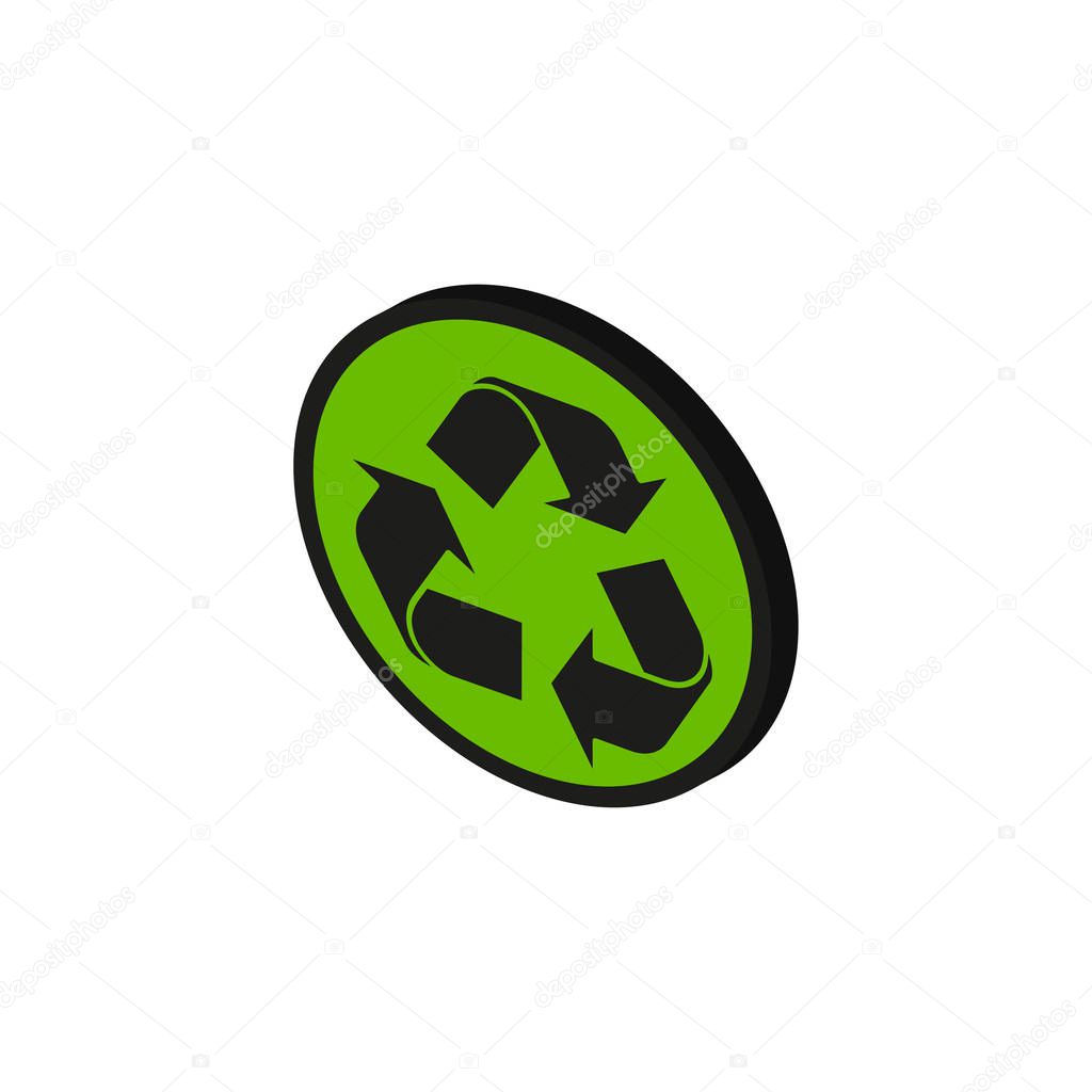 recycling symbol in isometry flat style, vector