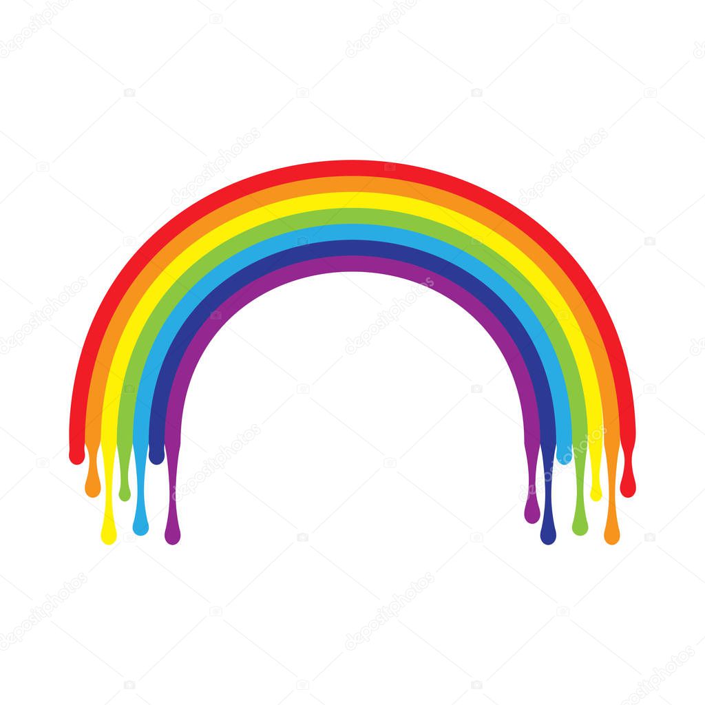 rainbow flow down in flat style, vector illustration