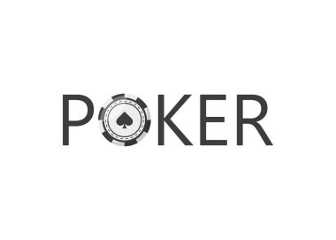 Düz stil logo pokeri, vektör illüstrasyonu