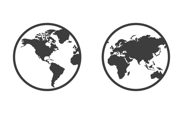 Globo círculo mundo mapa iconos, vector ilustración — Archivo Imágenes Vectoriales