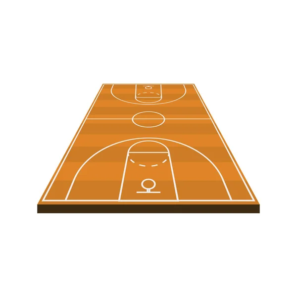 Diagrama de campo de baloncesto 3d en estilo plano — Vector de stock