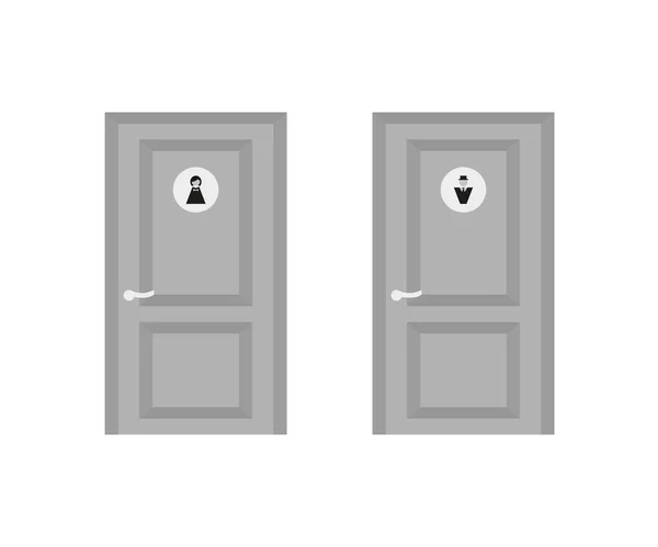 Duas portas sanitárias para homem e mulher em estilo plano — Vetor de Stock
