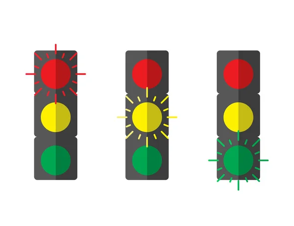Instellen verkeer licht kleur pictogram in vlakke stijl, vector — Stockvector