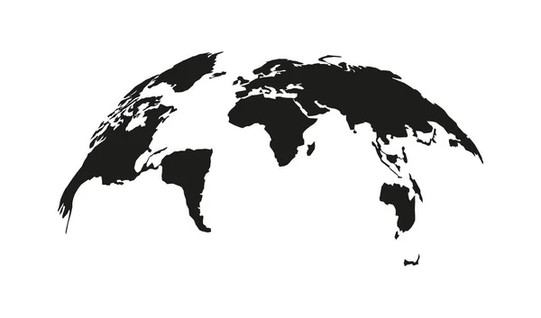 Mapa curvo del mundo en negro, vector — Archivo Imágenes Vectoriales