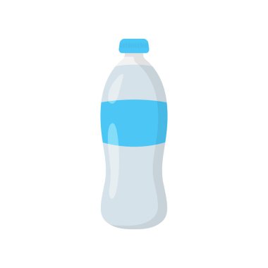 Su dolu plastik şişe düz stil, vektör