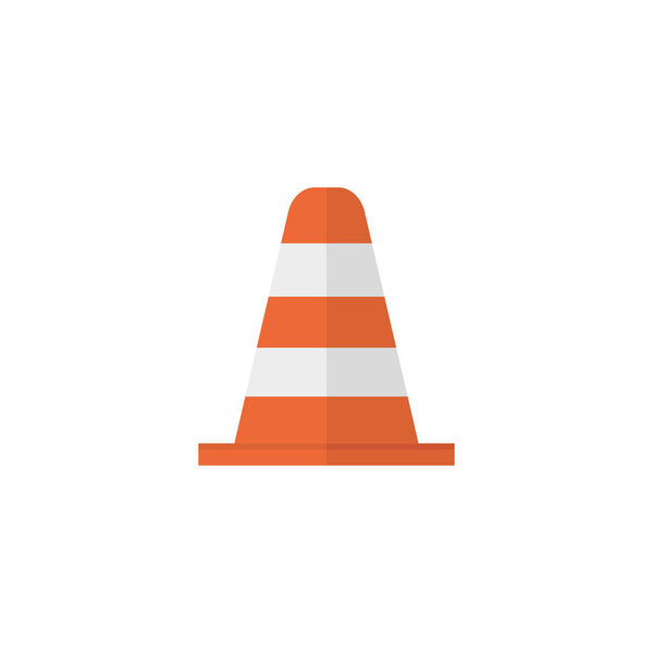 traffic road cone color flat icon, vector