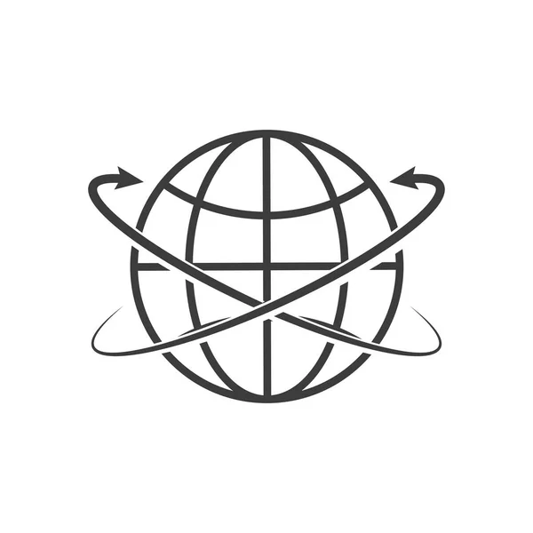 Symbole planète avec les lignes fléchées icône, vecteur — Image vectorielle