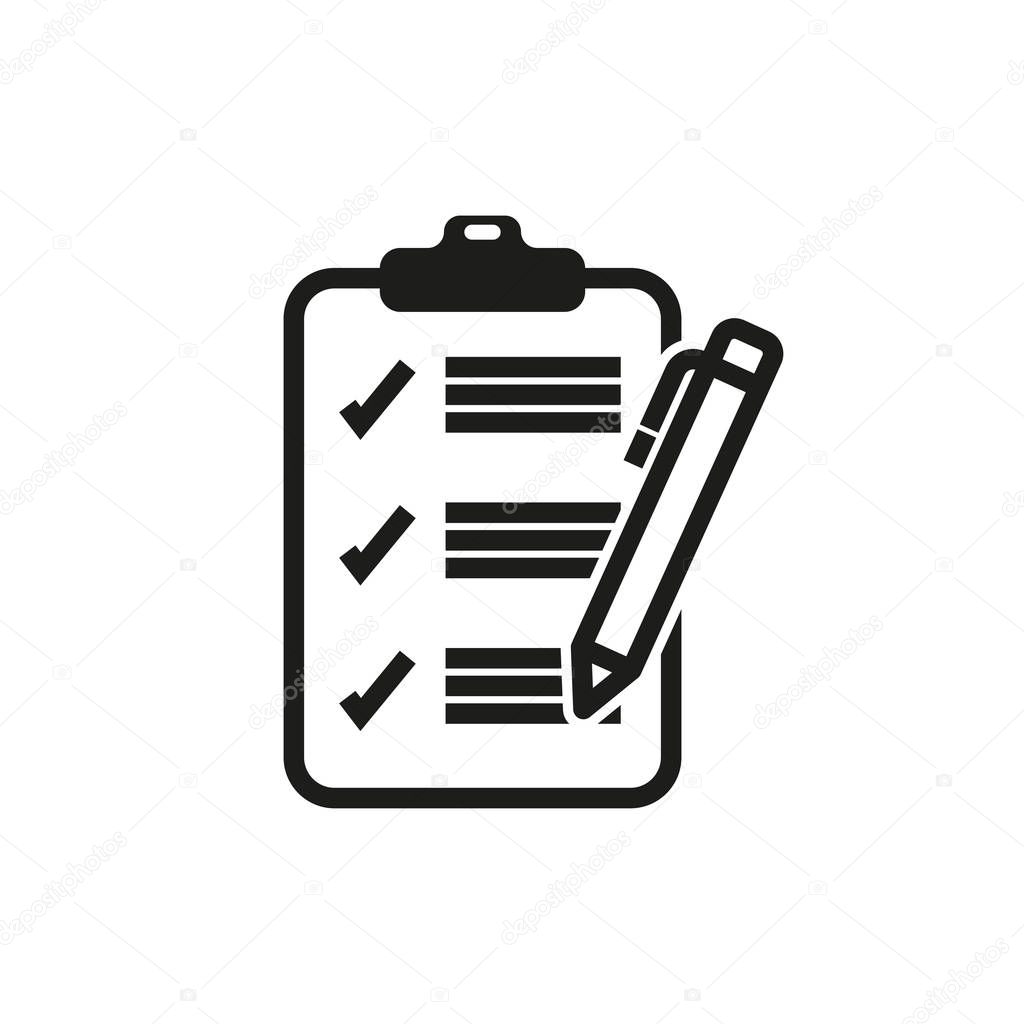 Check sheet and pen line icon , vector illustration